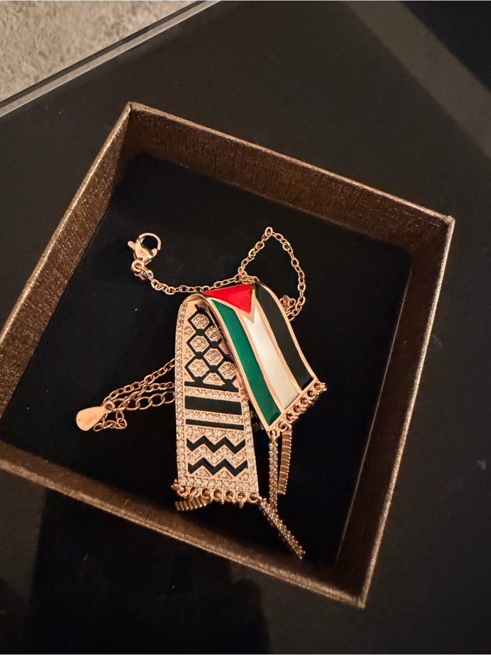 Tajalli Jewelry Gold Keffiyah Necklace with Box